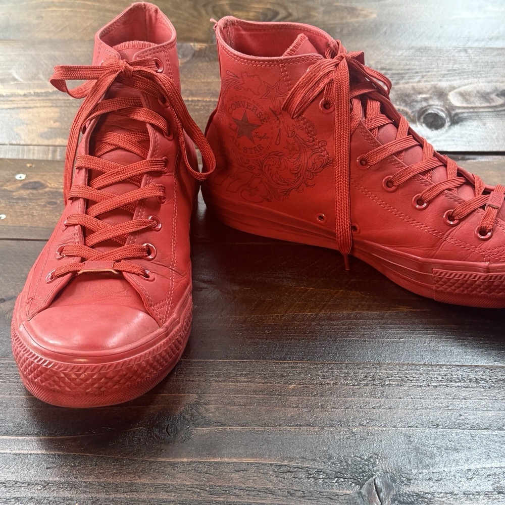 Chuck Taylor Converse High Top Sneaker Laser Tec Tuff Engraved H-Town Mens 12 - Picture 4 of 16